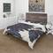 Designart 'Indigo Gold Metallic Flower' Farmhouse Bedding Set - Duvet Cover & Shams